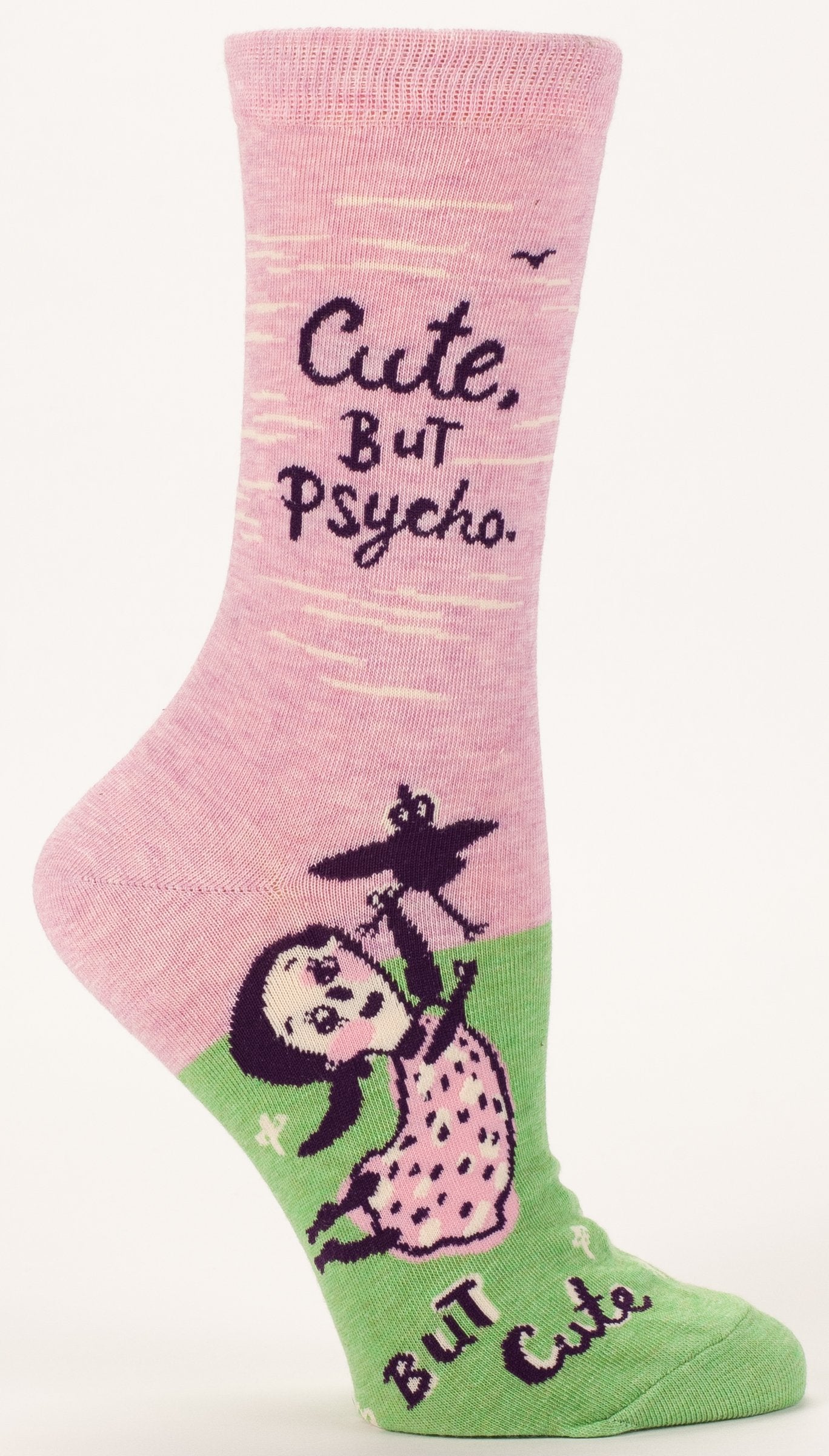 Blue Q - Women's Crew Socks - Cute. But Psycho, But Cute
