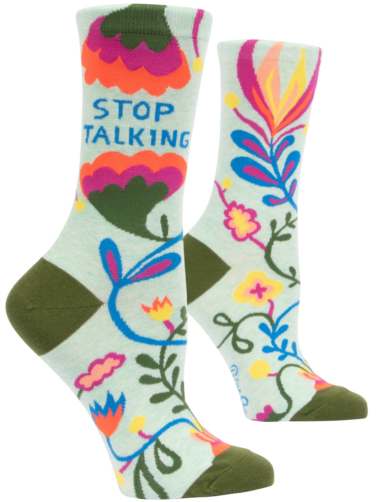 Blue Q - Women's Crew Socks - Stop Talking