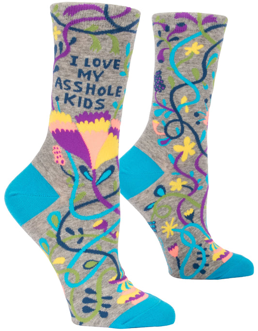 Blue Q - Women's Crew Socks - I Love My Axxhole Kids
