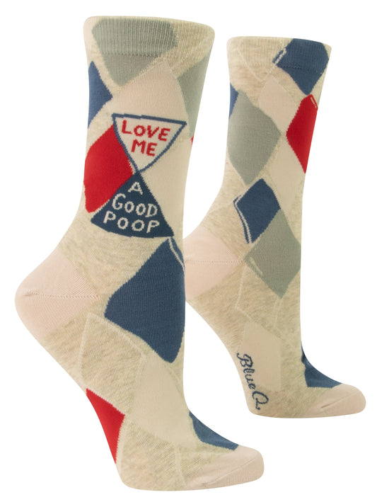 Blue Q - Women's Crew Socks - Love Me A Good Poop