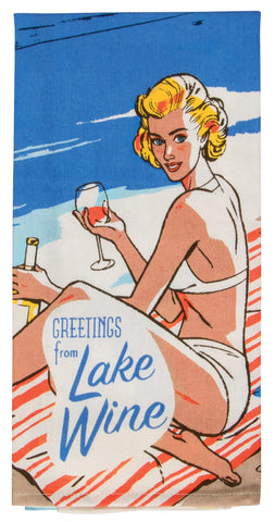 Blue Q - Dish Towel - Greetings From Lake Wine